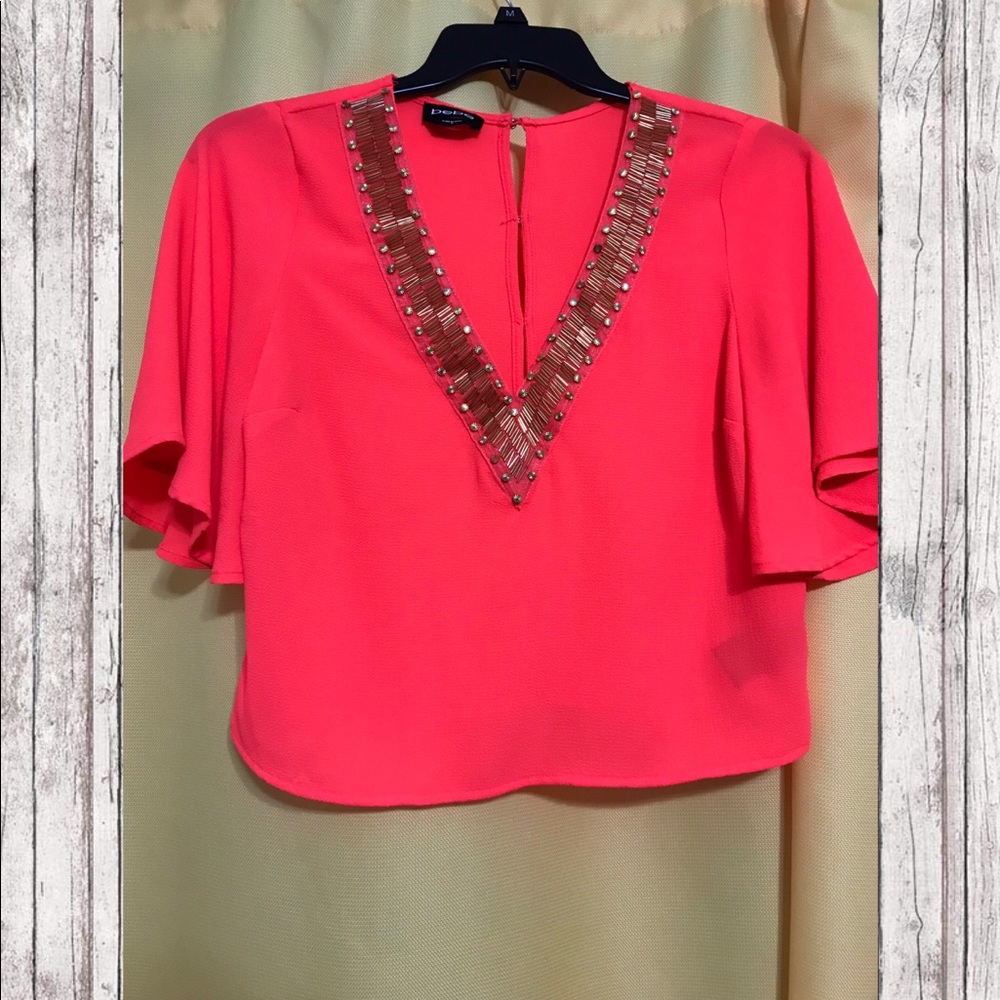 BRAND NEW BEBE NEON ORANGE NIGHT OUT TOP SIZE M